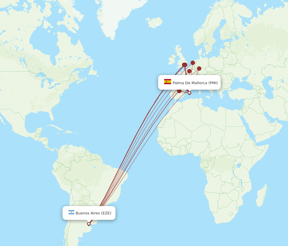 PMI to EZE flights and routes map