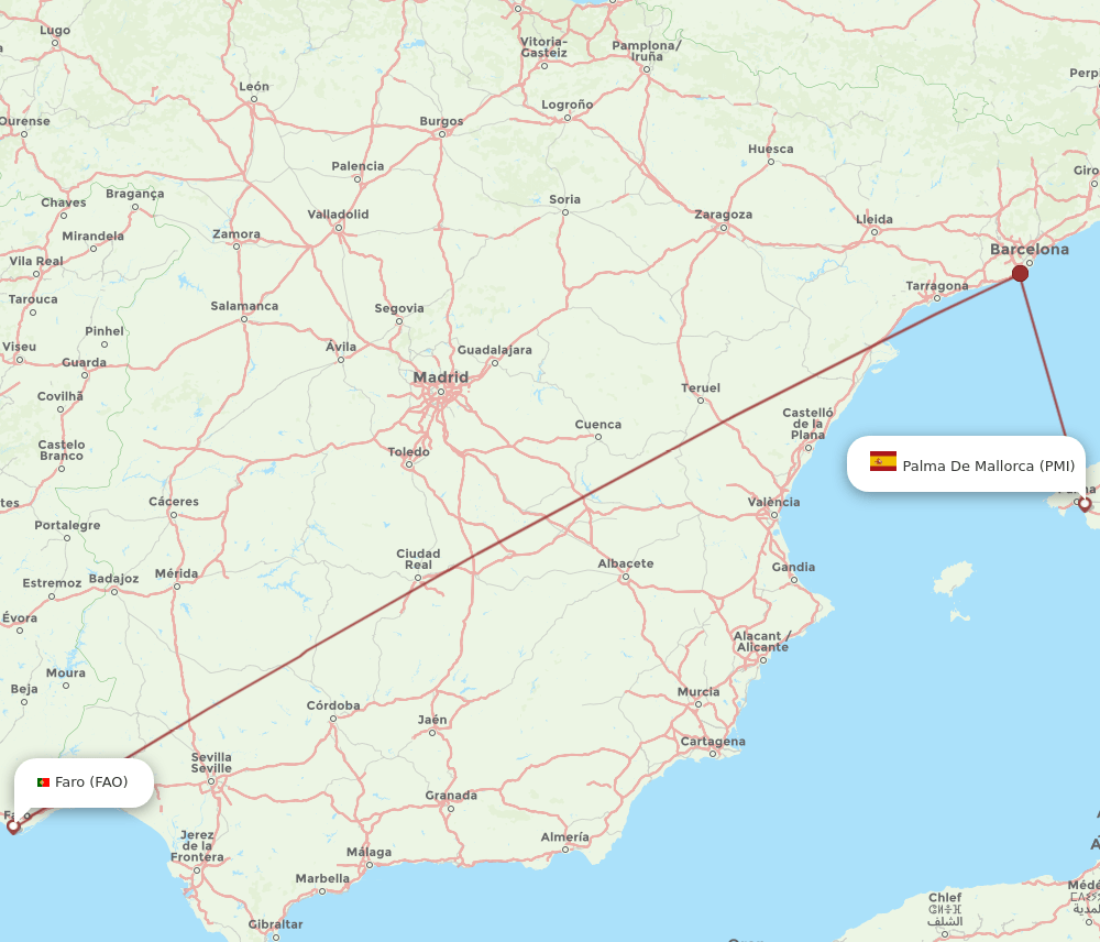 PMI-FAO flight routes