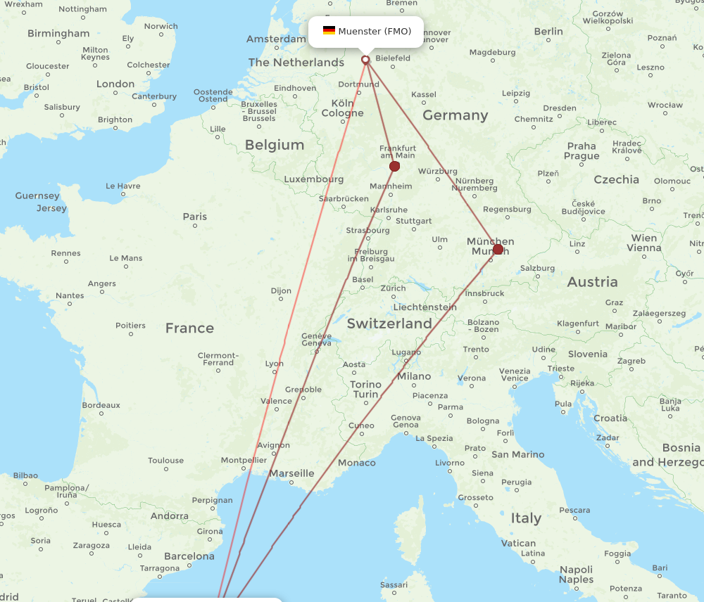 PMI to FMO flights and routes map