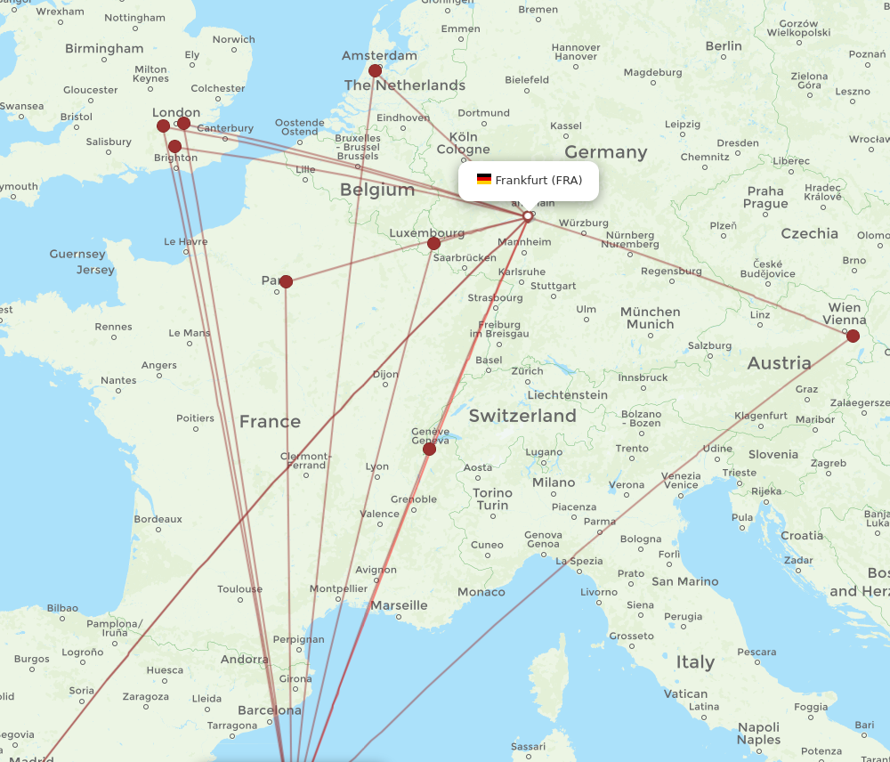 PMI to FRA flights and routes map