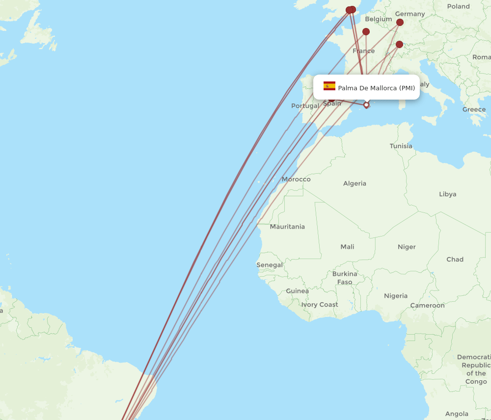 PMI to GRU flights and routes map