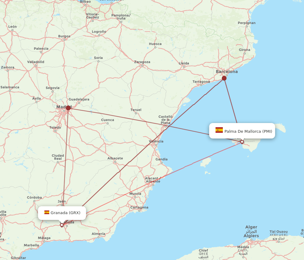 PMI-GRX flight routes