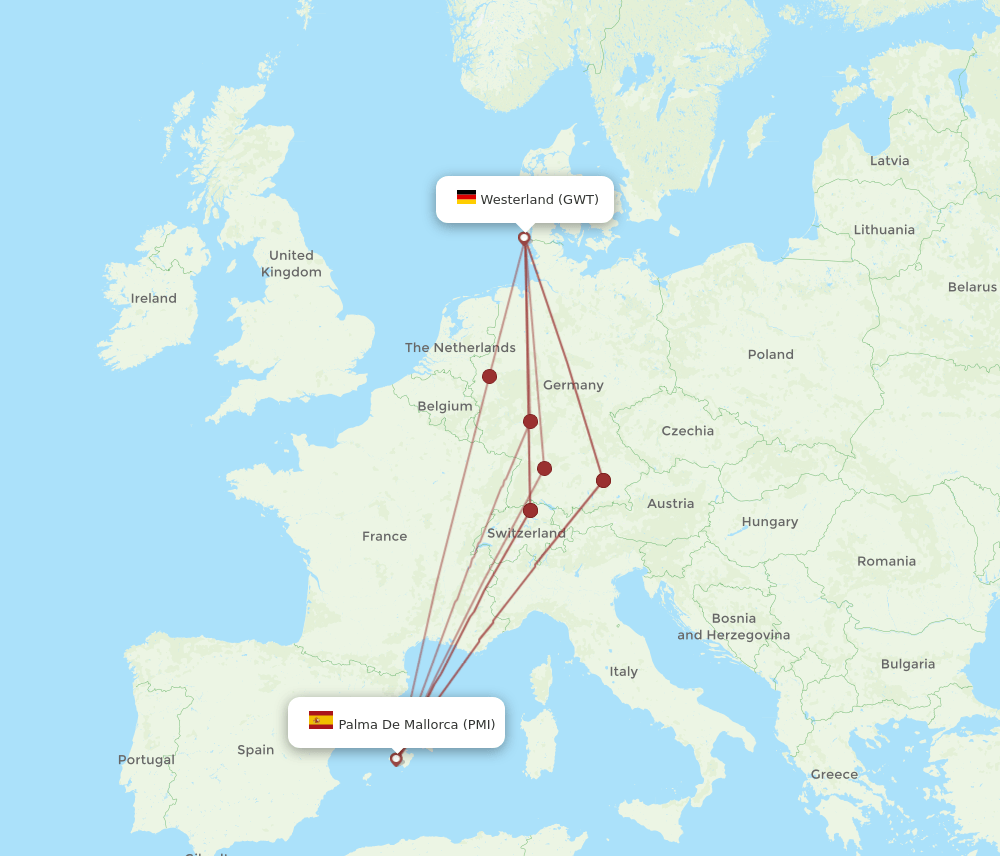 PMI-GWT flight routes