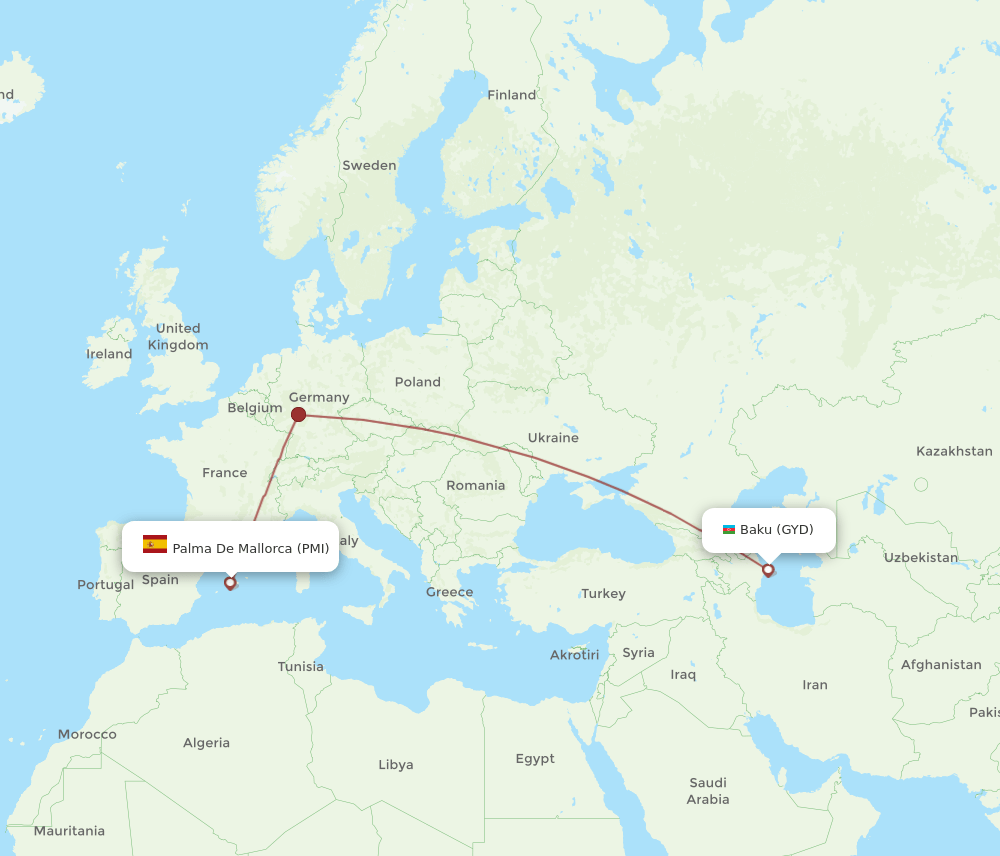 PMI-GYD flight routes