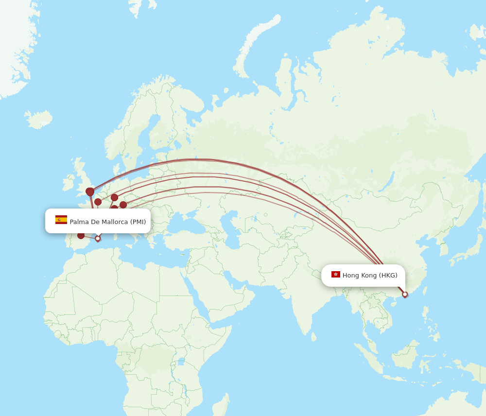 PMI-HKG flight routes