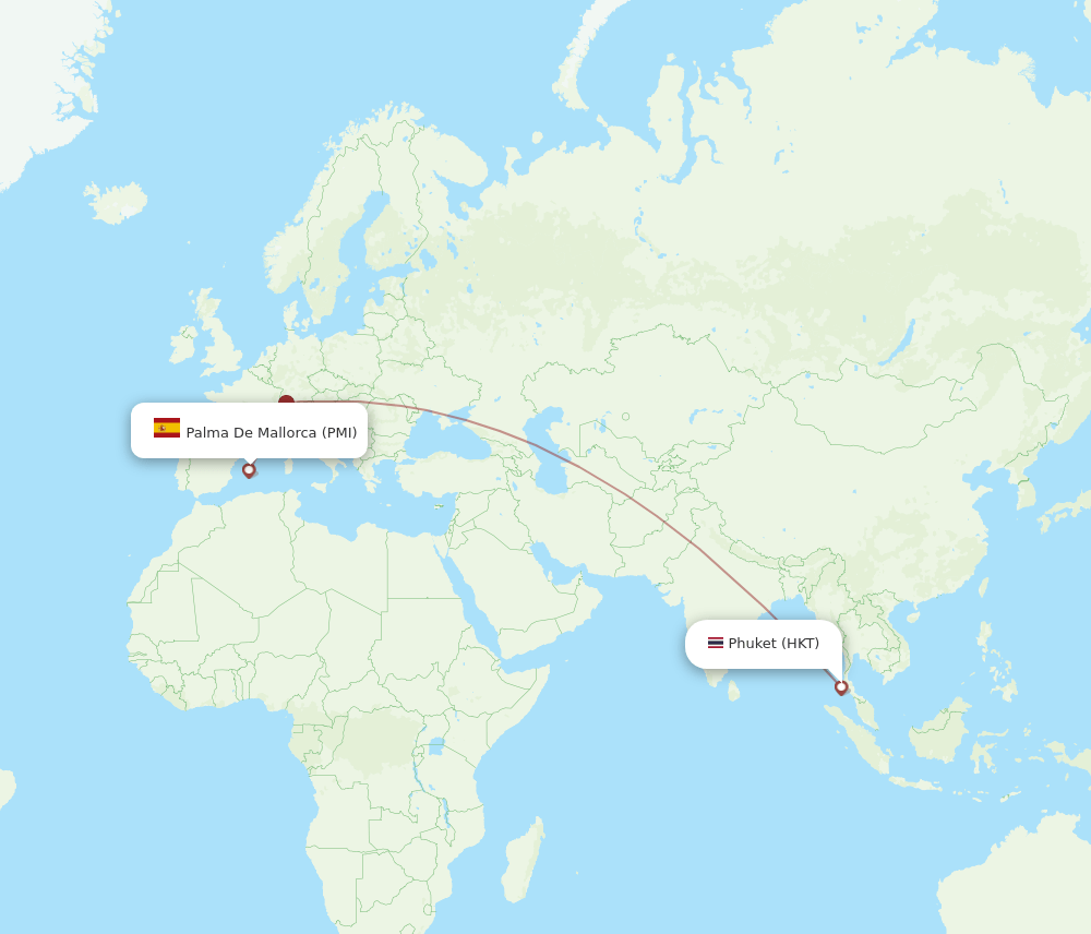 PMI to HKT flights and routes map