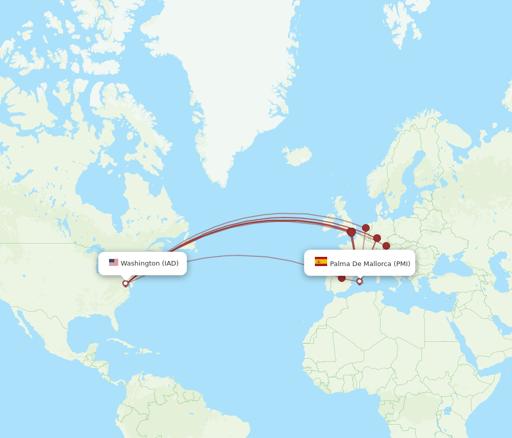 PMI-IAD flight routes