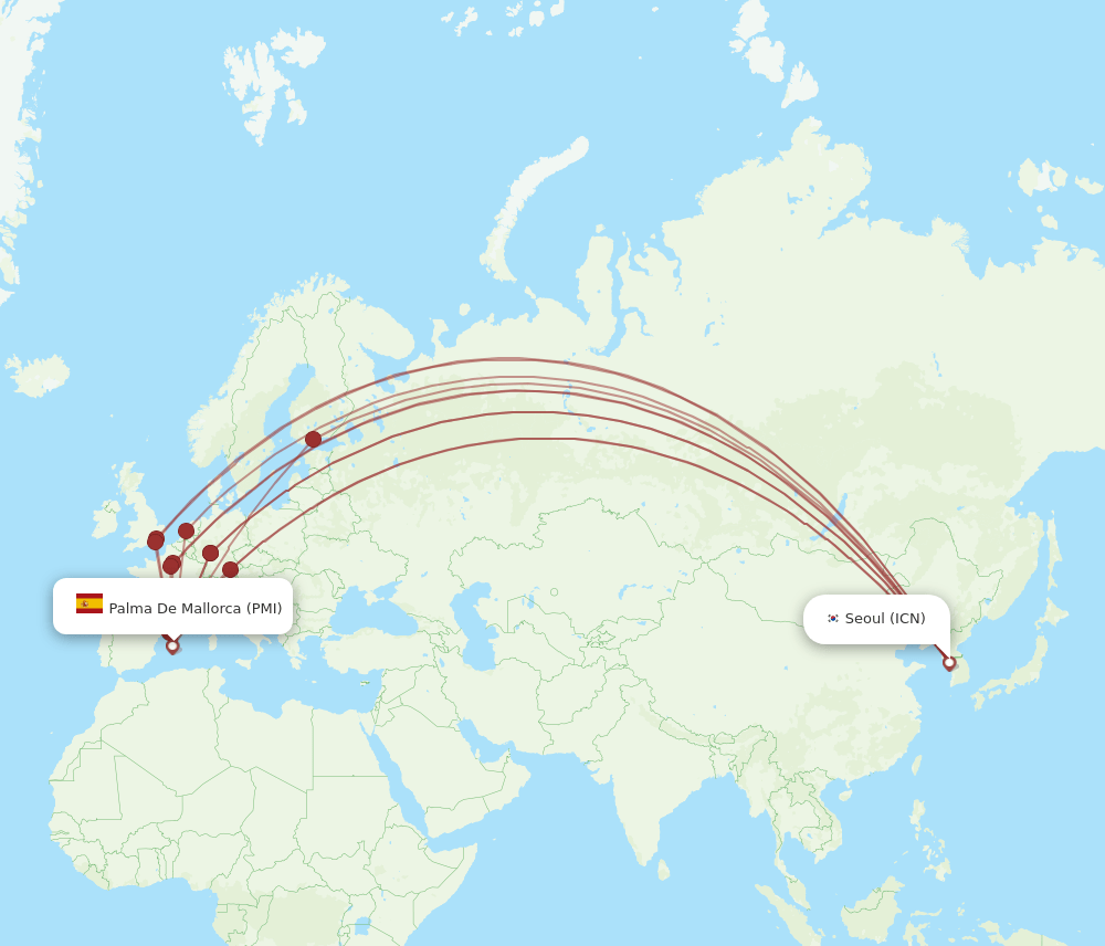 PMI-ICN flight routes
