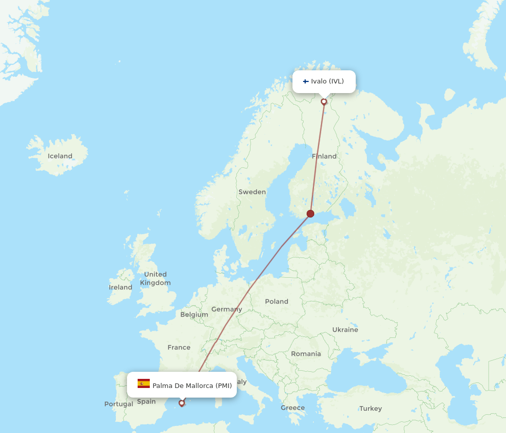 PMI to IVL flights and routes map