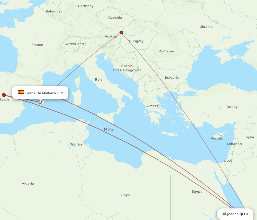 PMI-JED flight routes