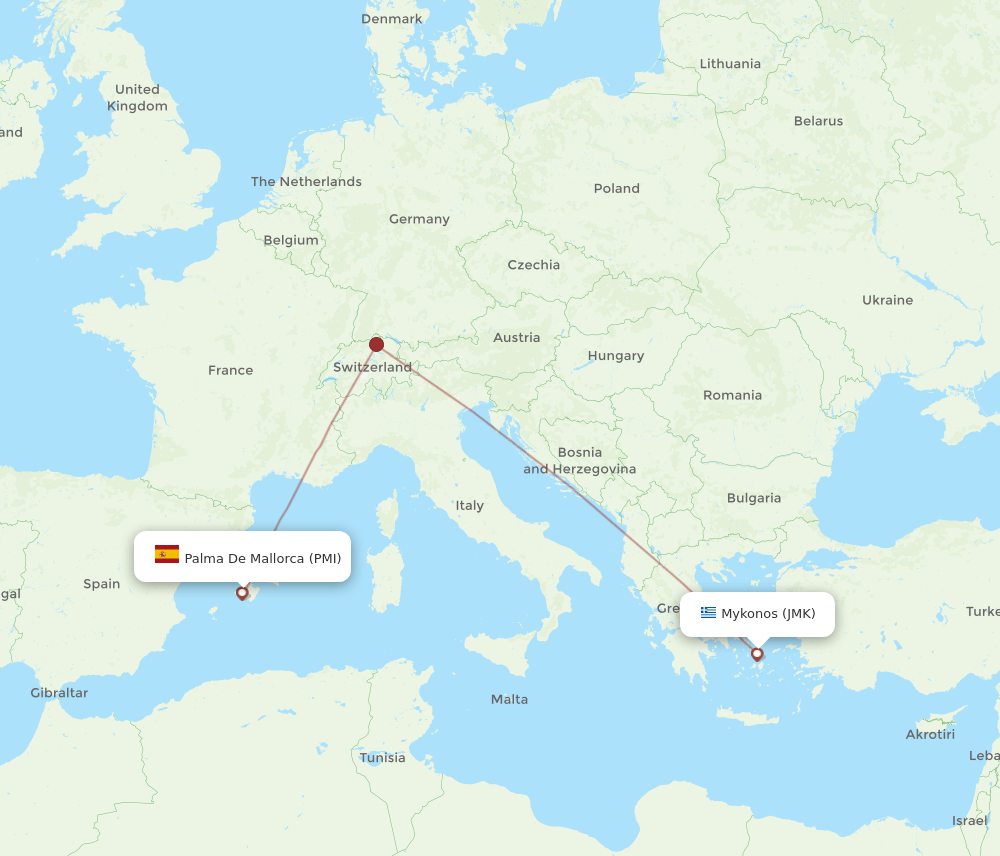 PMI-JMK flight routes