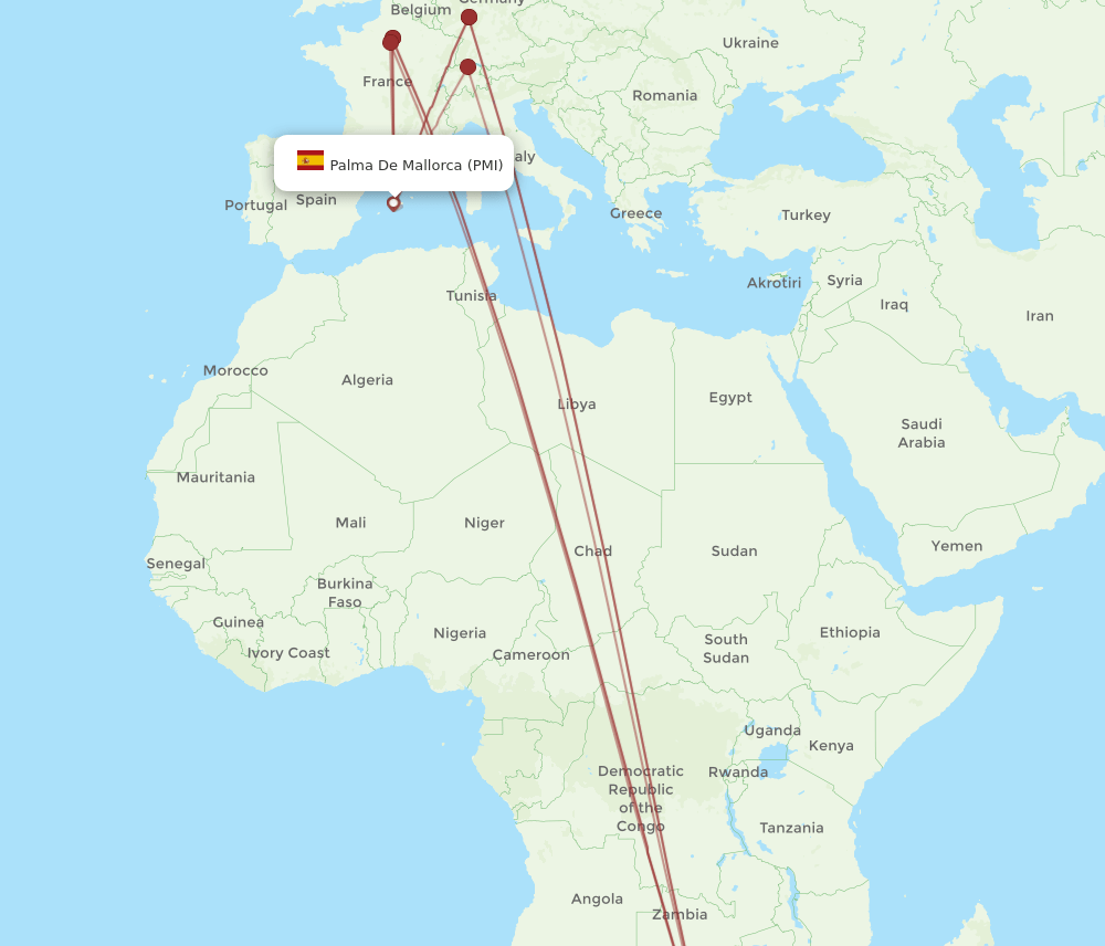 PMI-JNB flight routes