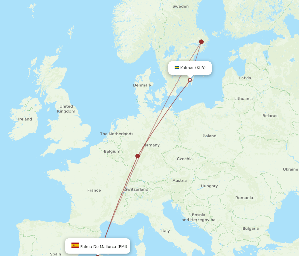 PMI to KLR flights and routes map