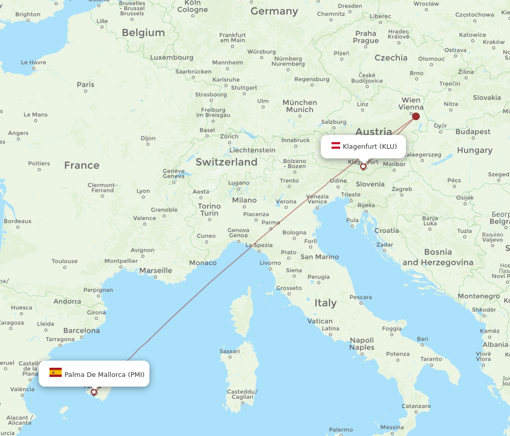 PMI-KLU flight routes