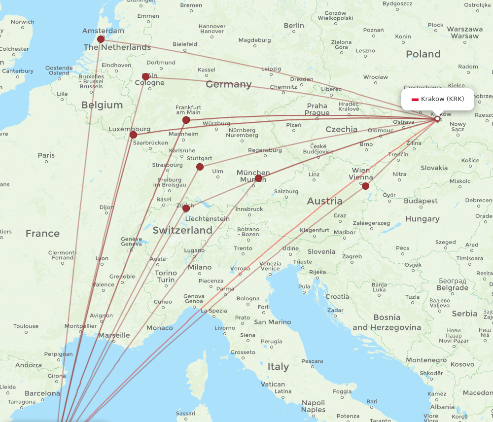 PMI-KRK flight routes