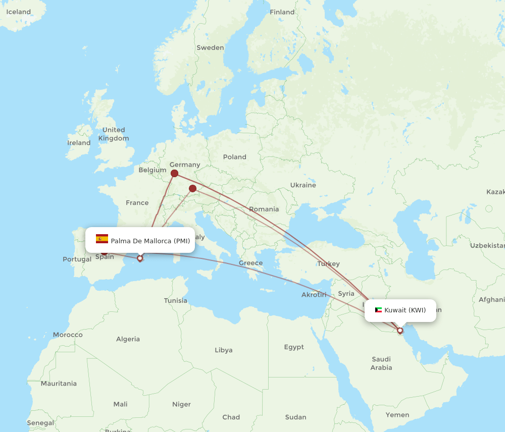 PMI-KWI flight routes