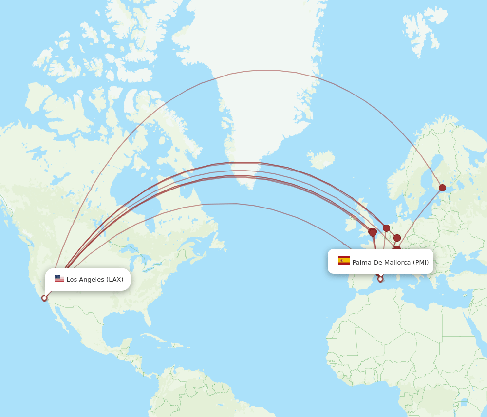 PMI-LAX flight routes