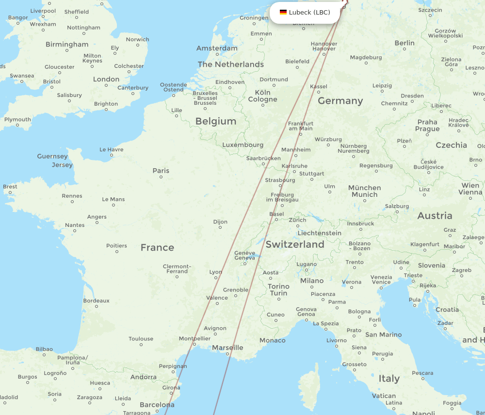 PMI-LBC flight routes