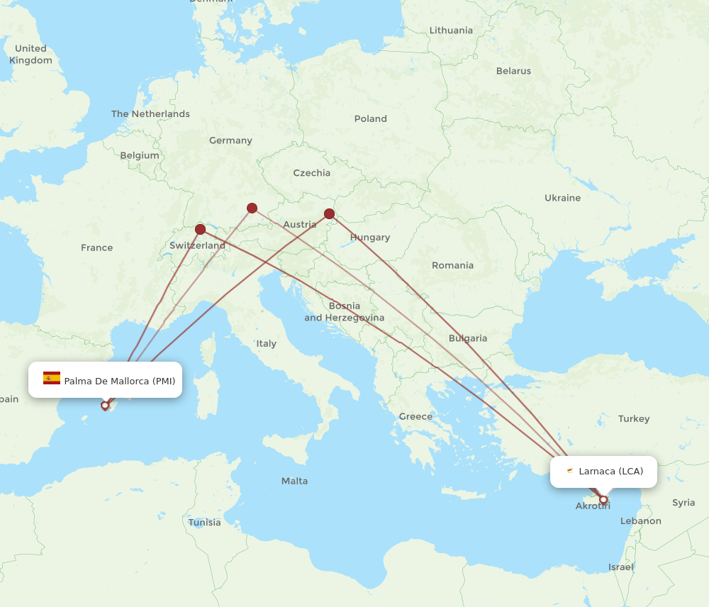 PMI-LCA flight routes