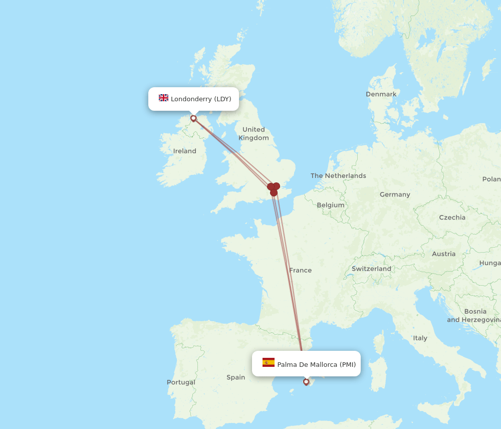 PMI-LDY flight routes