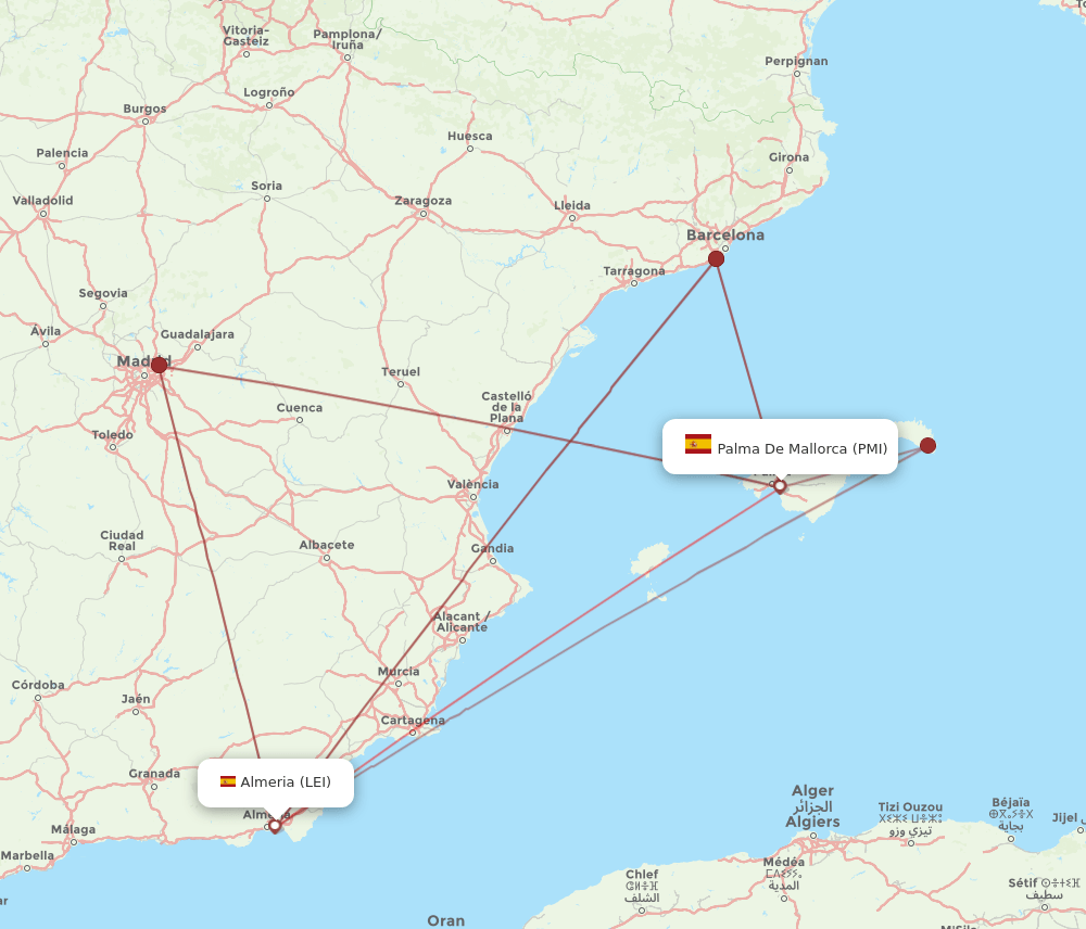 PMI-LEI flight routes