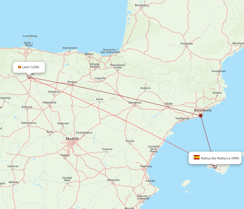 PMI-LEN flight routes