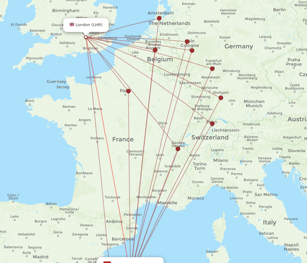 PMI-LHR flight routes