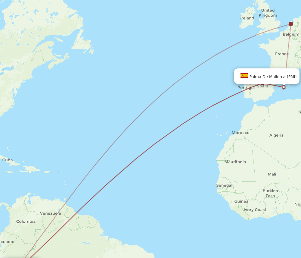 PMI to LIM flights and routes map
