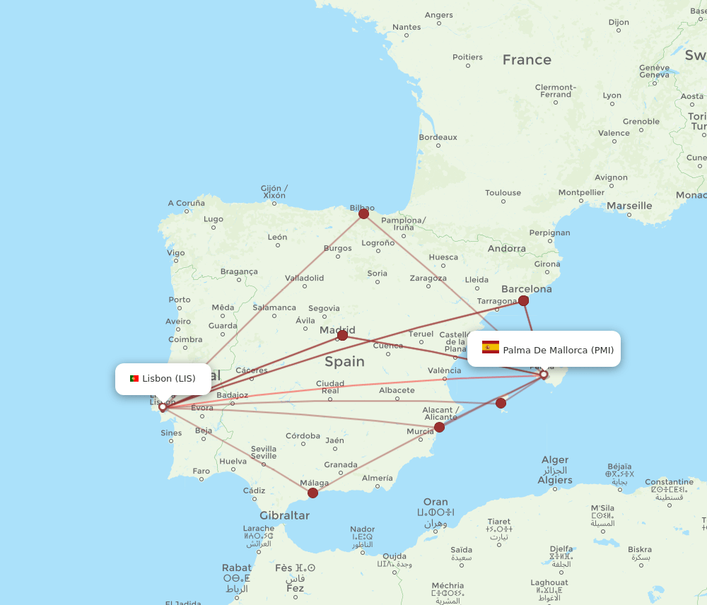PMI-LIS flight routes