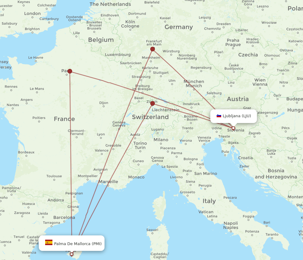 PMI-LJU flight routes