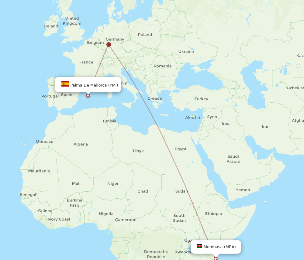 PMI-MBA flight routes