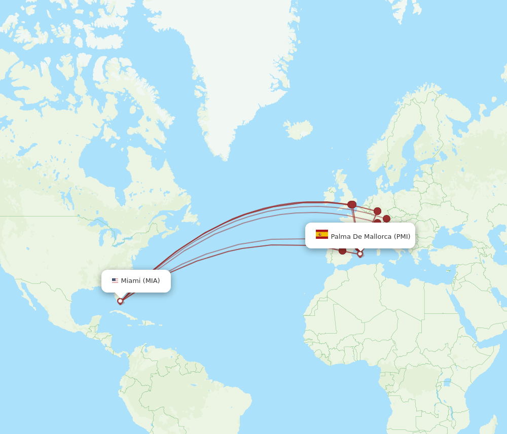 PMI-MIA flight routes