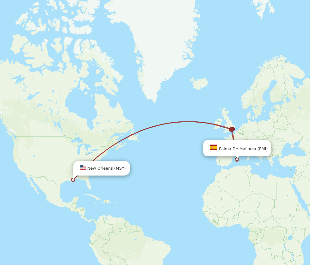 PMI-MSY flight routes