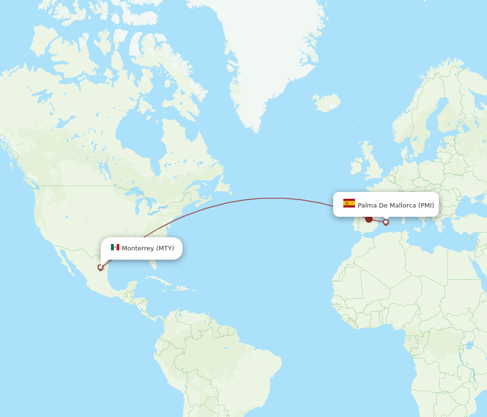 PMI to MTY flights and routes map