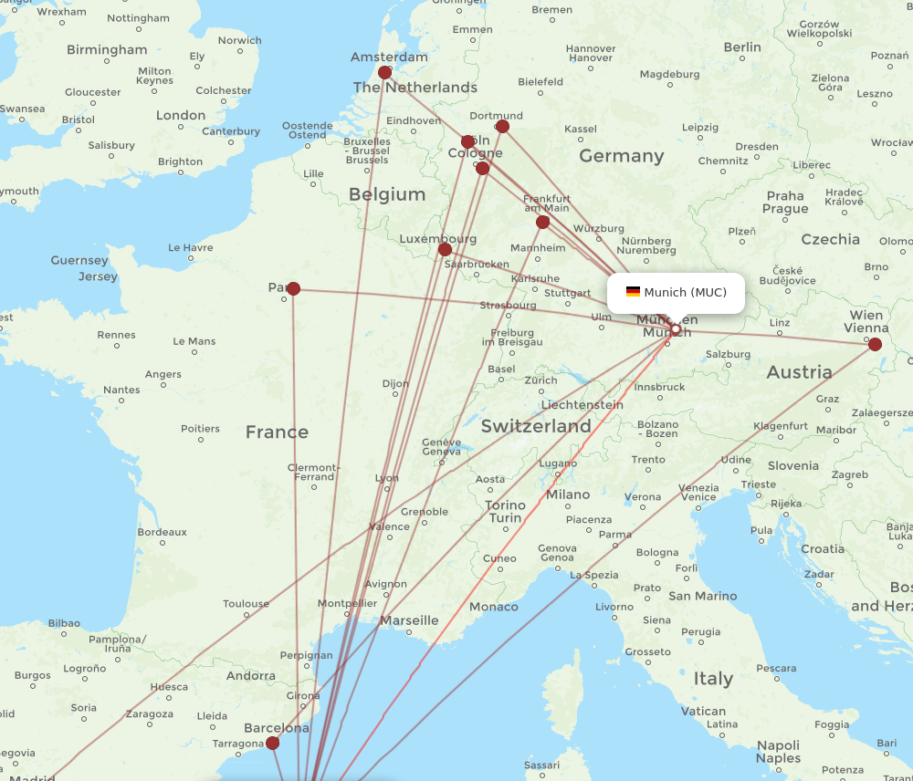 PMI to MUC flights and routes map