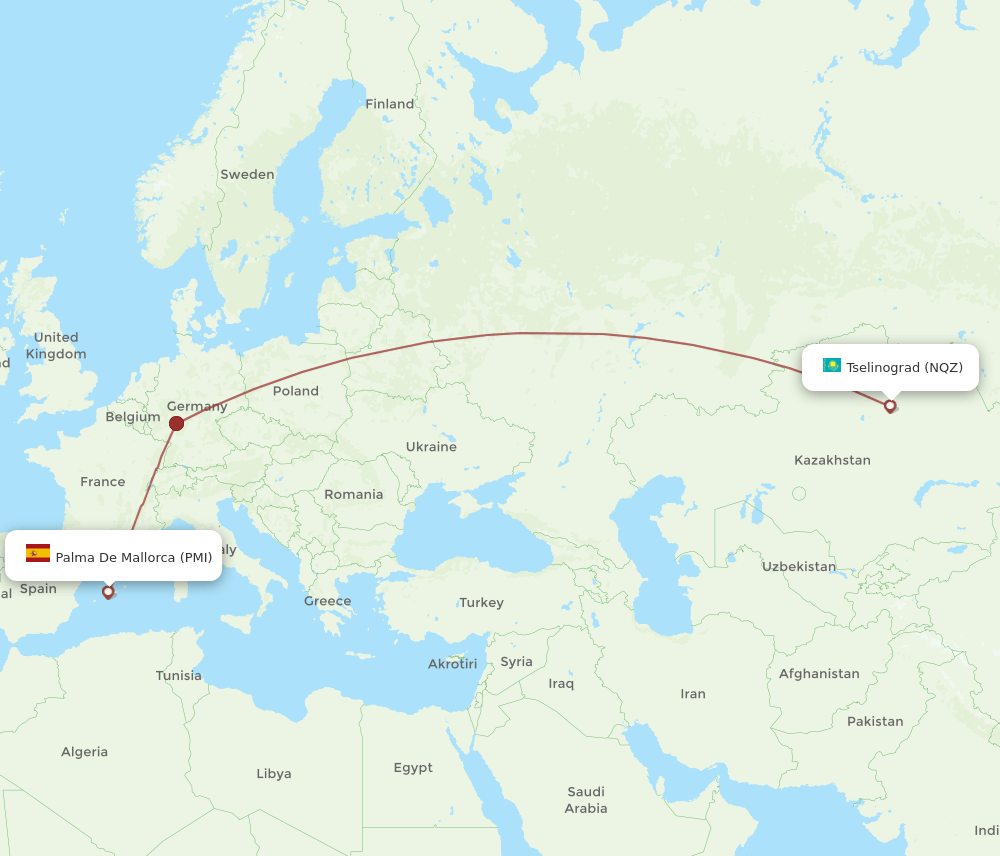 PMI-NQZ flight routes