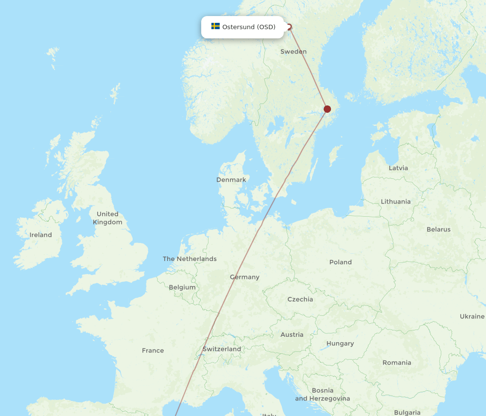 PMI to OSD flights and routes map