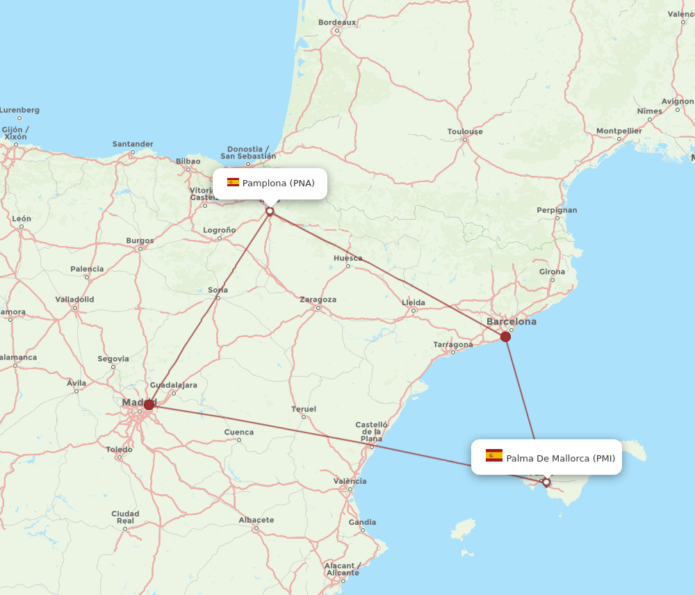 PMI-PNA flight routes