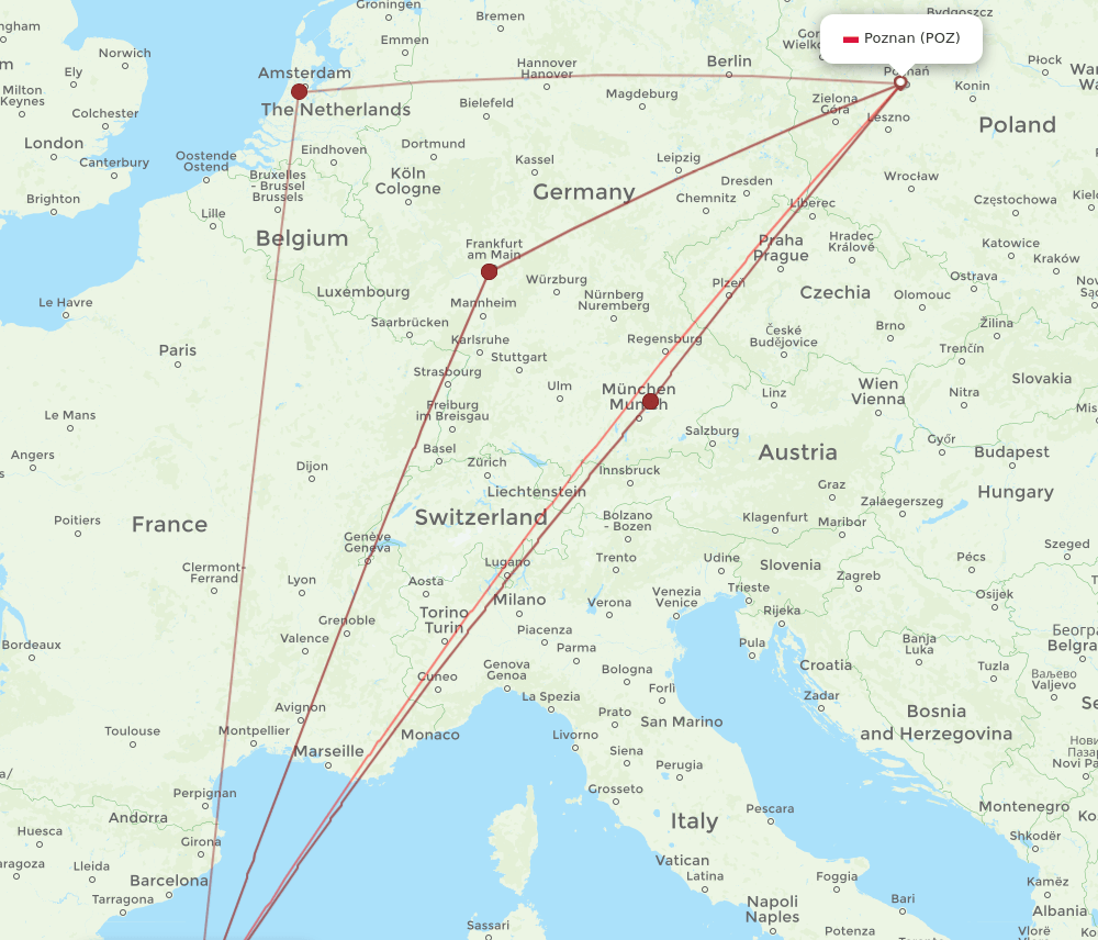 PMI-POZ flight routes