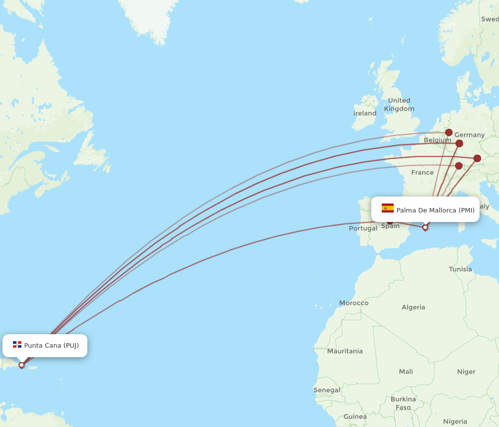 PMI-PUJ flight routes