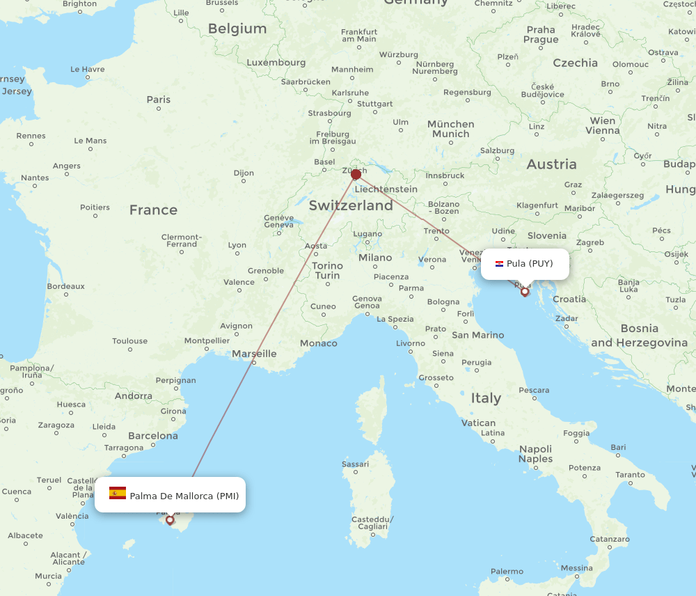 PMI-PUY flight routes