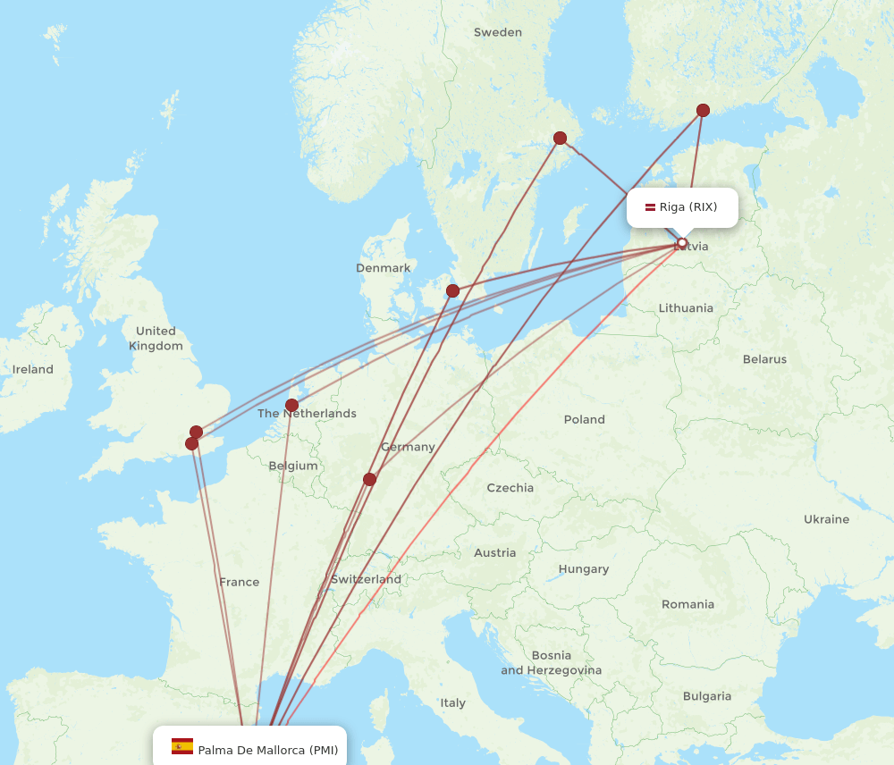 PMI-RIX flight routes