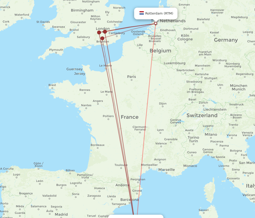 PMI to RTM flights and routes map