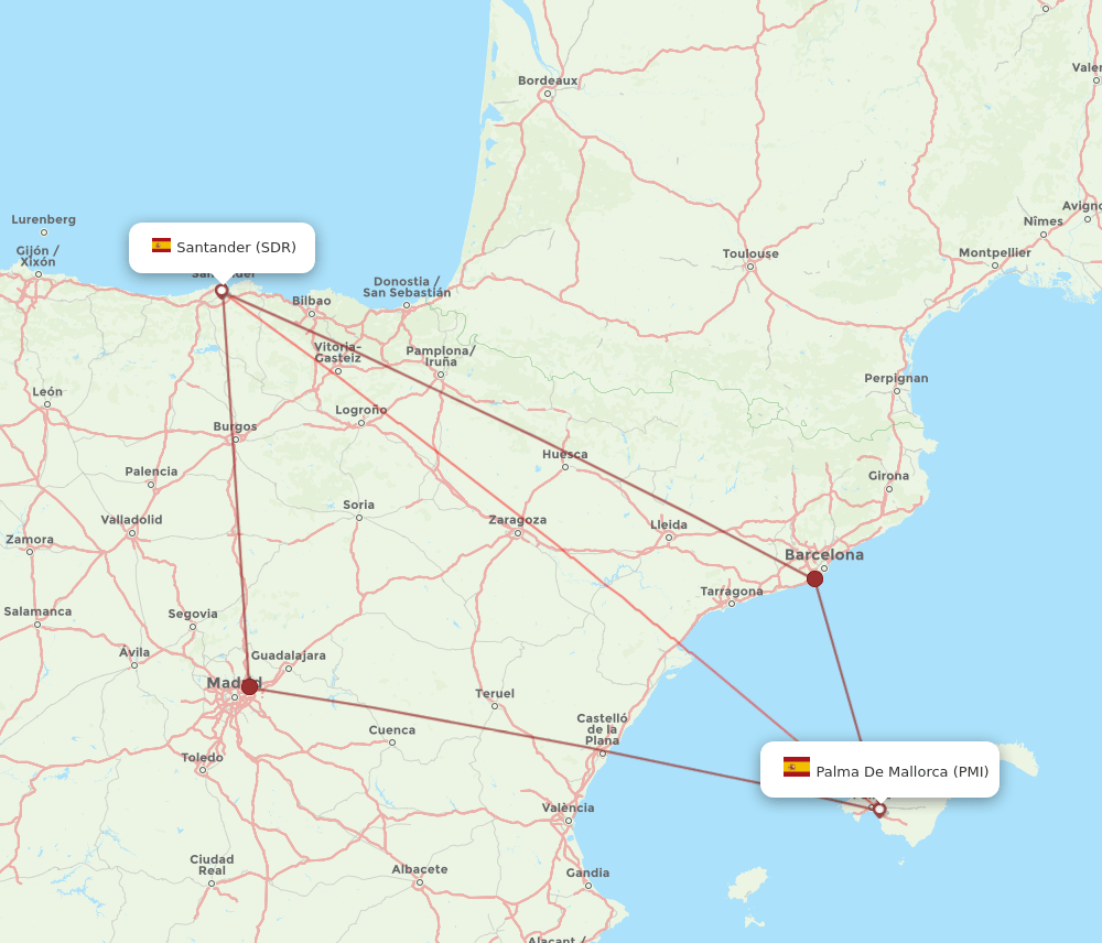 PMI-SDR flight routes