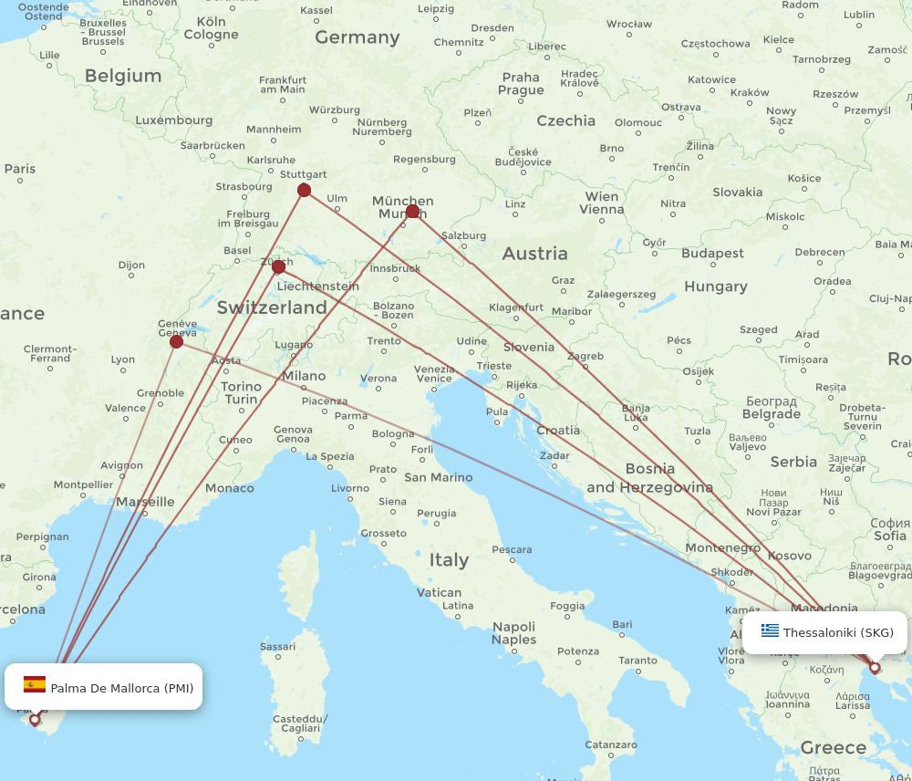 PMI-SKG flight routes