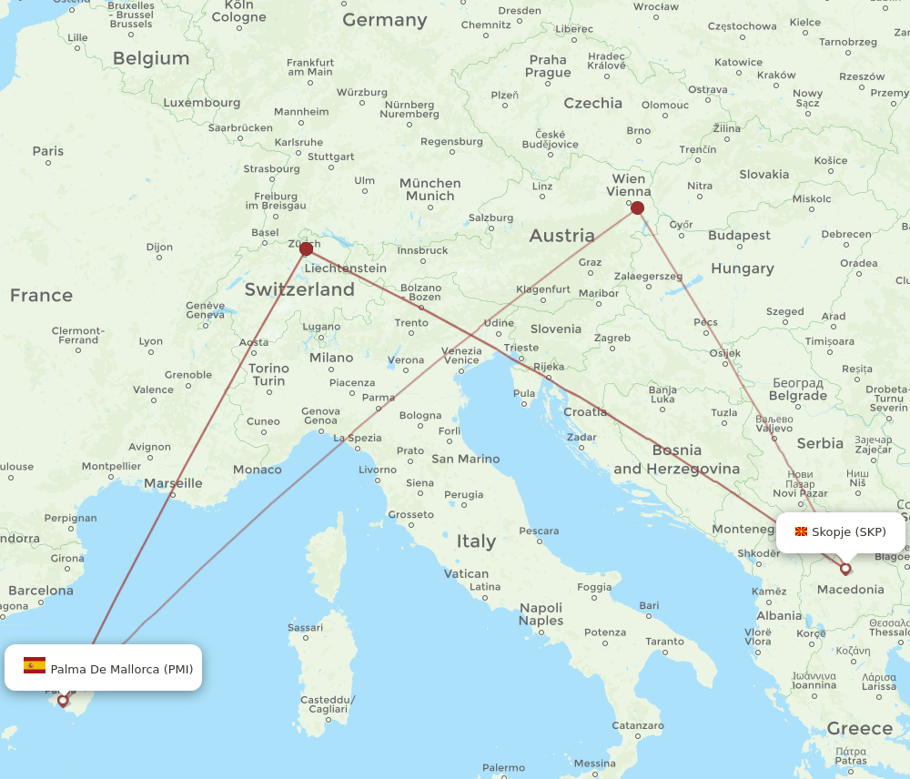 PMI-SKP flight routes