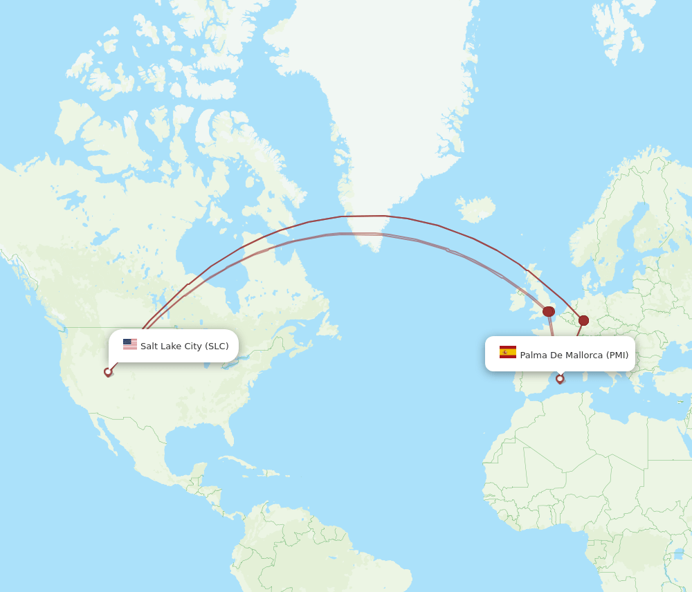 PMI to SLC flights and routes map