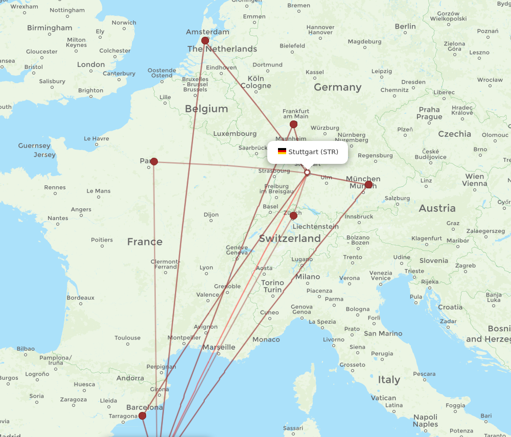PMI to STR flights and routes map