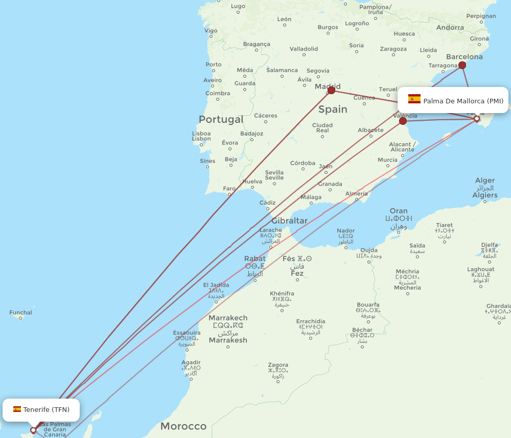 PMI-TFN flight routes