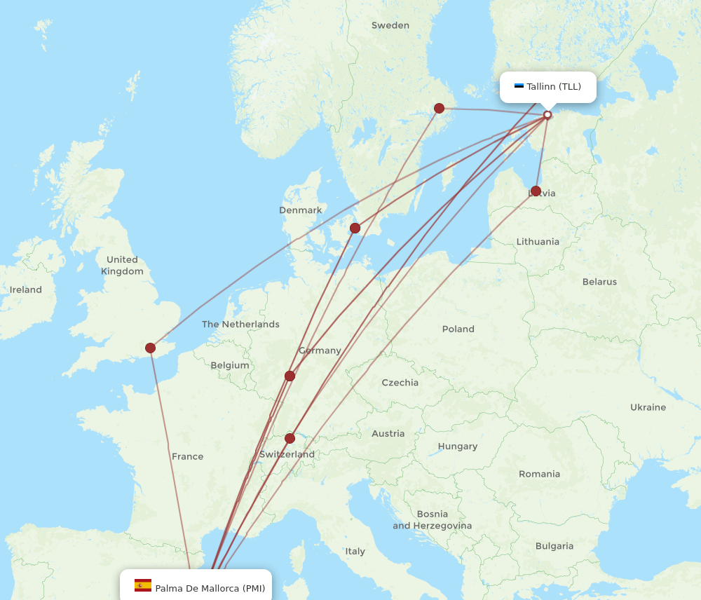 PMI-TLL flight routes